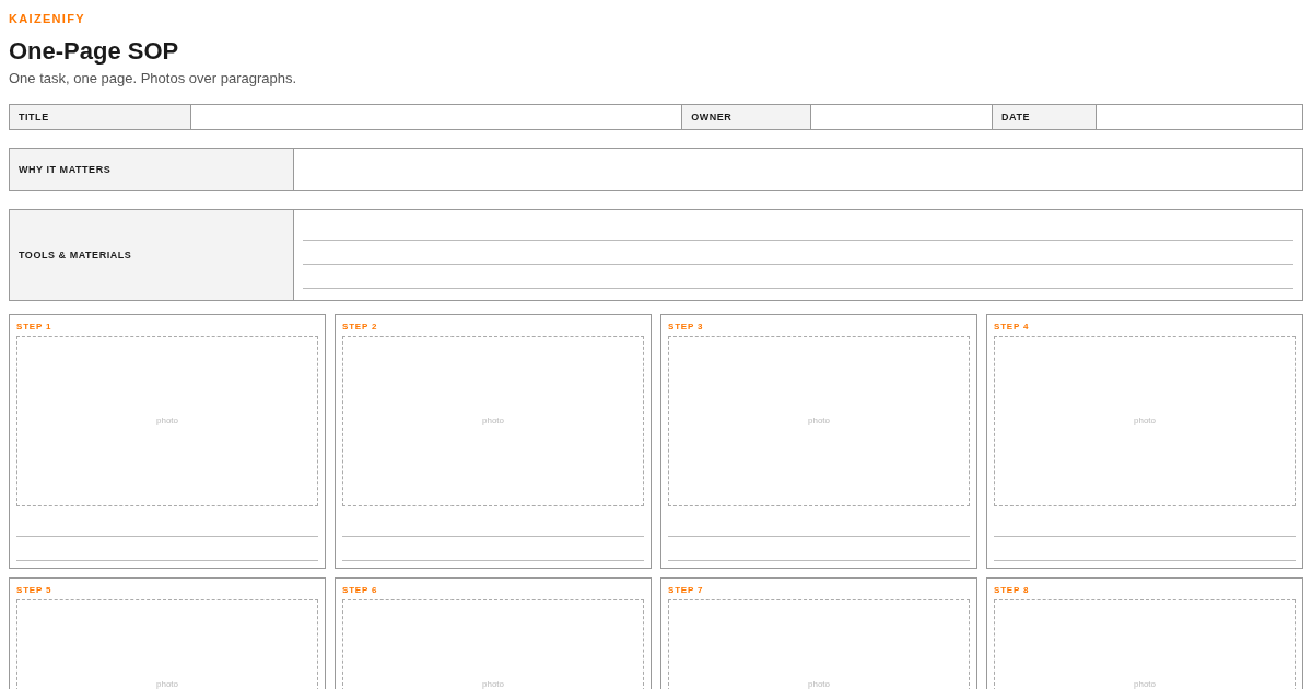 One-Page SOP Template preview
